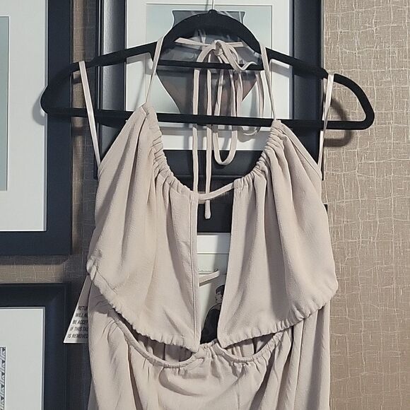 Bumpsuit Cut Out Linen Blend Dress - Picture 6 of 14